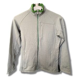 Icebreaker Merino Wool Full Zip Fleece Jacket Grey/Green Size Small
